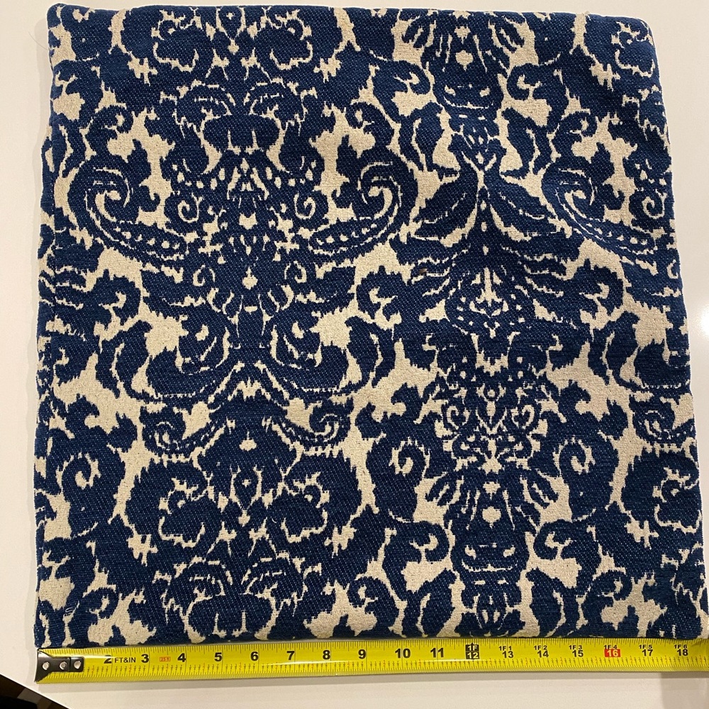 Gorgeous Linen and blue velvet square throw pillows